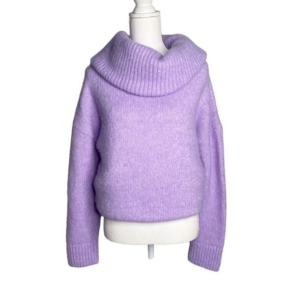 Banana Republic Lilac Purple Cowl Neck Alpaca Blend Cozy Sweater Large Women New - Picture 1 of 9